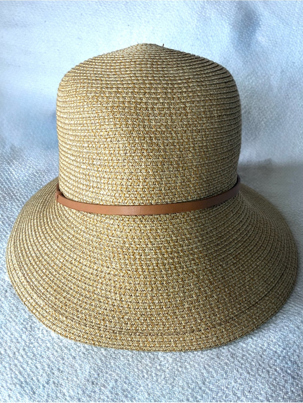 Talbots Natural Straw Sun Hat with Tan Band